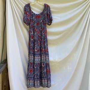 Knox Rose bohemian maxi dress floral, size large